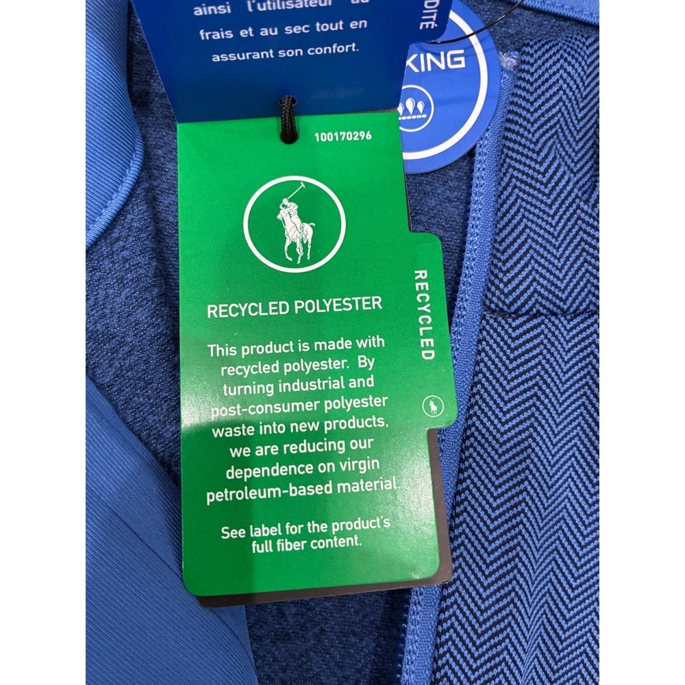 RLX Ralph Lauren Performance Quarter Zip Golf Wicking Pullover Blue Herringbone - Picture 8 of 13